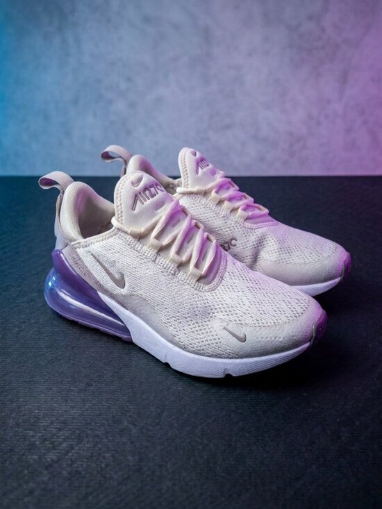 Nike Shoes - Nike Air Max 270 Women’s Running Shoes - Light Beige with Purple Accent